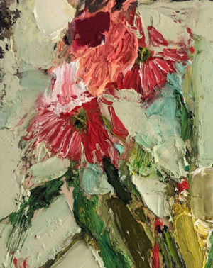 Mitchell Cheesman - Gerbera Daisies In Small Room - Painting - Curatorial+Co.
