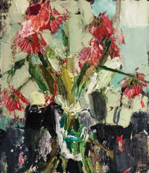 Mitchell Cheesman - Gerbera Daisies In Small Room - Painting - Curatorial+Co.