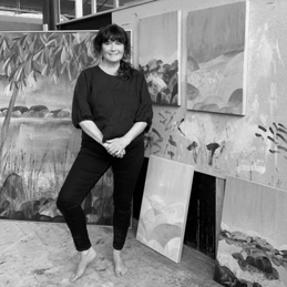 Ingrid Daniell - Contemporary Landscape painter - In the studio