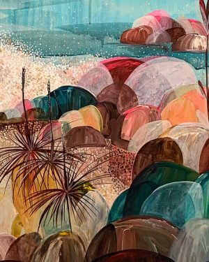 Artwork by Ingrid Daniell - Contemporary Artist - Acrylic and oil painting - Infinite suns shine, a shell drift on the edge of time