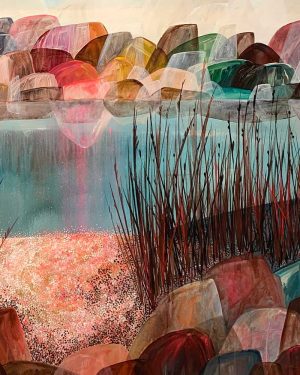 Artwork by Ingrid Daniell - Contemporary Artist - Acrylic and oil painting - Memories dance in awe as shells turn to sand