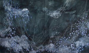 Katrina O'Brien - Contemporary Abstract artist - Ink, acrylics, oil pastel + pencil on Arches paper framed in Tasmanian oak