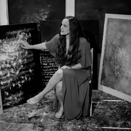 Katrina O'Brien artist in her studio