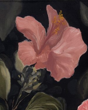 Chloe Caday - Australian Filipino Artist - Gouache on piña silk painting, framed in Tasmanian oak - Flowers of the divine, Gumamela