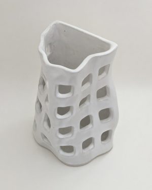 Gehry UTS no1. - White Stoneware Clay with Satin White Glaze - Australian Sculptural Artist - Natalie Rosin