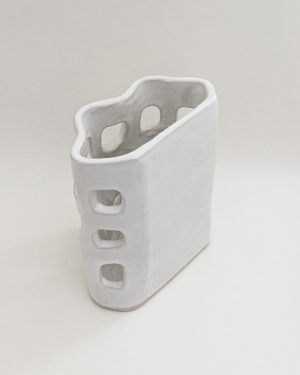 Gehry UTS no2. - White Stoneware Clay with Satin White Glaze - Australian Sculptural Artist - Natalie Rosin