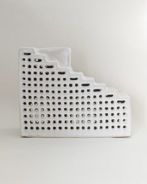 Terrace Tower - White Stoneware Clay with Satin White Glaze - Australian Sculptural Artist - Natalie Rosin