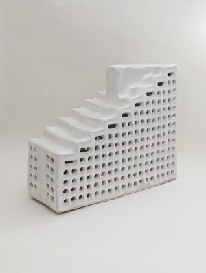 Terrace Tower - White Stoneware Clay with Satin White Glaze - Australian Sculptural Artist - Natalie Rosin
