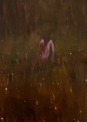 Ben Crawford - Tinder Sticks - landscape oil painting with figure