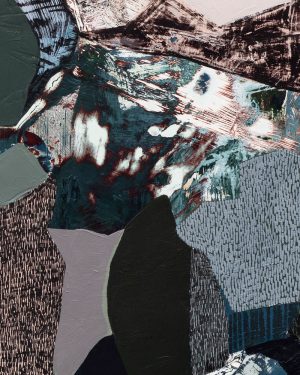 Deeper Into Dark - Mixed media on panel - Artwork by abstract landscape artist Korynn Morrison