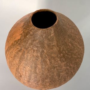 Katarina Wells - ceramic sculpture - gourd shaped orange vessel