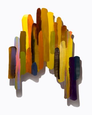 Brett Anthony Moore, Golden Ritam (light turned off), acrylic abstract wall sculpture