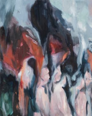 Courtney McClelland, We Found Each other In Gardens, oil and acrylic semi-abstract painting