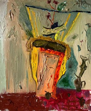 Mitchell Cheesman, The Case Chair Tower Study, still-life oil painting