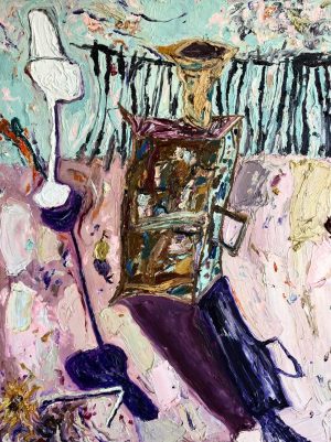 Mitchell Cheesman, Monique Suitcase, still-life oil painting