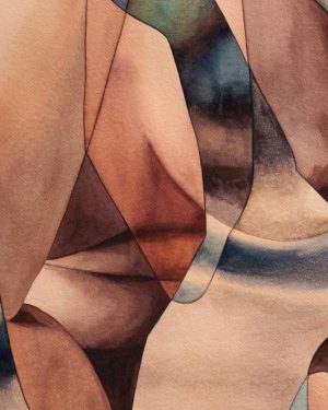 Isabelle De Kleine, Body In Stone, figurative watercolour painting on paper