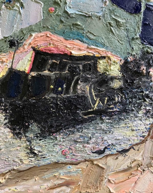 Mitchell Cheesman, Ducks On Dusk, impasto still life oil painting